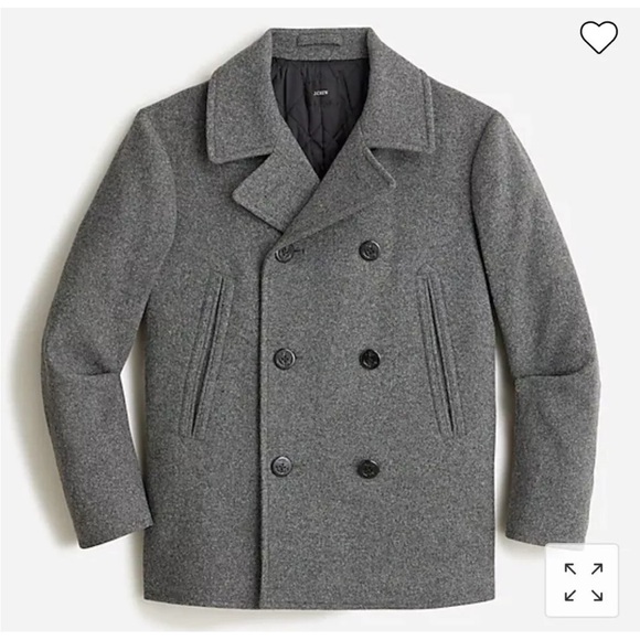 J Crew Mens Dock peacoat Thinsulate Wool Straight Fit Pockets Naval Grey Sz M - Picture 1 of 16